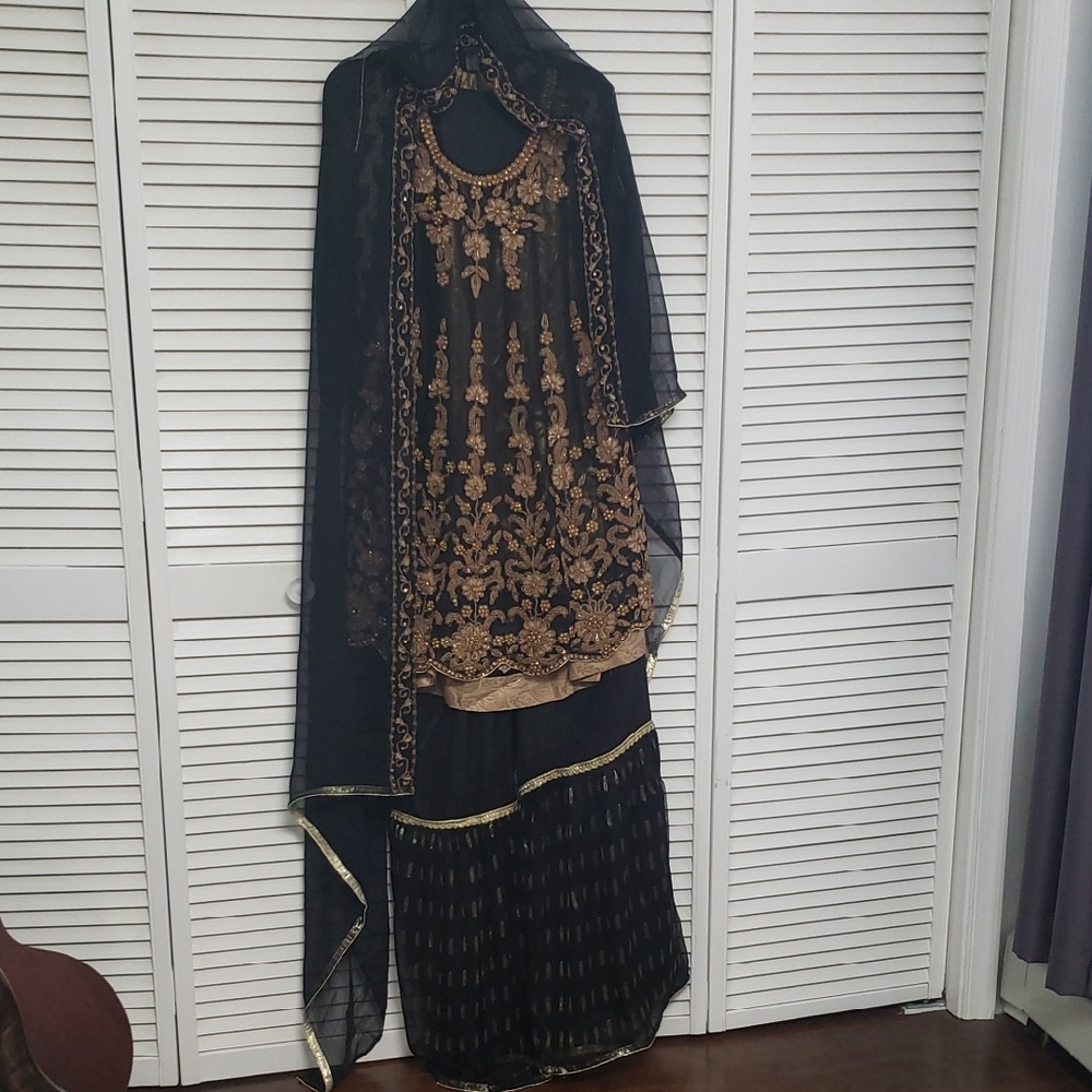 Black and Gold Embroidered Ensemble